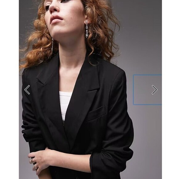 Topshop Double breasted black oversized blazer size 4 - Picture 12 of 14
